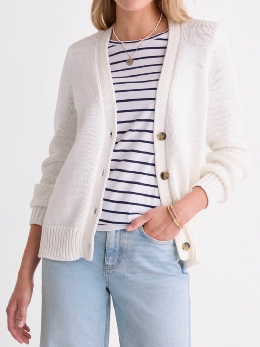 Vineyard Vines Katie 100% Cotton cardigan in white chunky knit size small